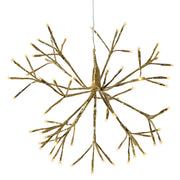 Aranyszínű, gömb formájú, függeszthető karácsonyi ág 64 db LED világítással