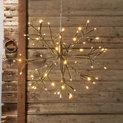 Aranyszínű, gömb formájú, függeszthető karácsonyi ág 64 db LED világítással