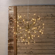 Aranyszínű, gömb formájú, függeszthető karácsonyi ág 120 db LED világítással