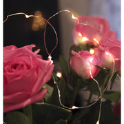 Meleg fehér fényű, 12 LED-es, 110 cm hosszú, rézhuzalos, elemmel működő fényfüzér