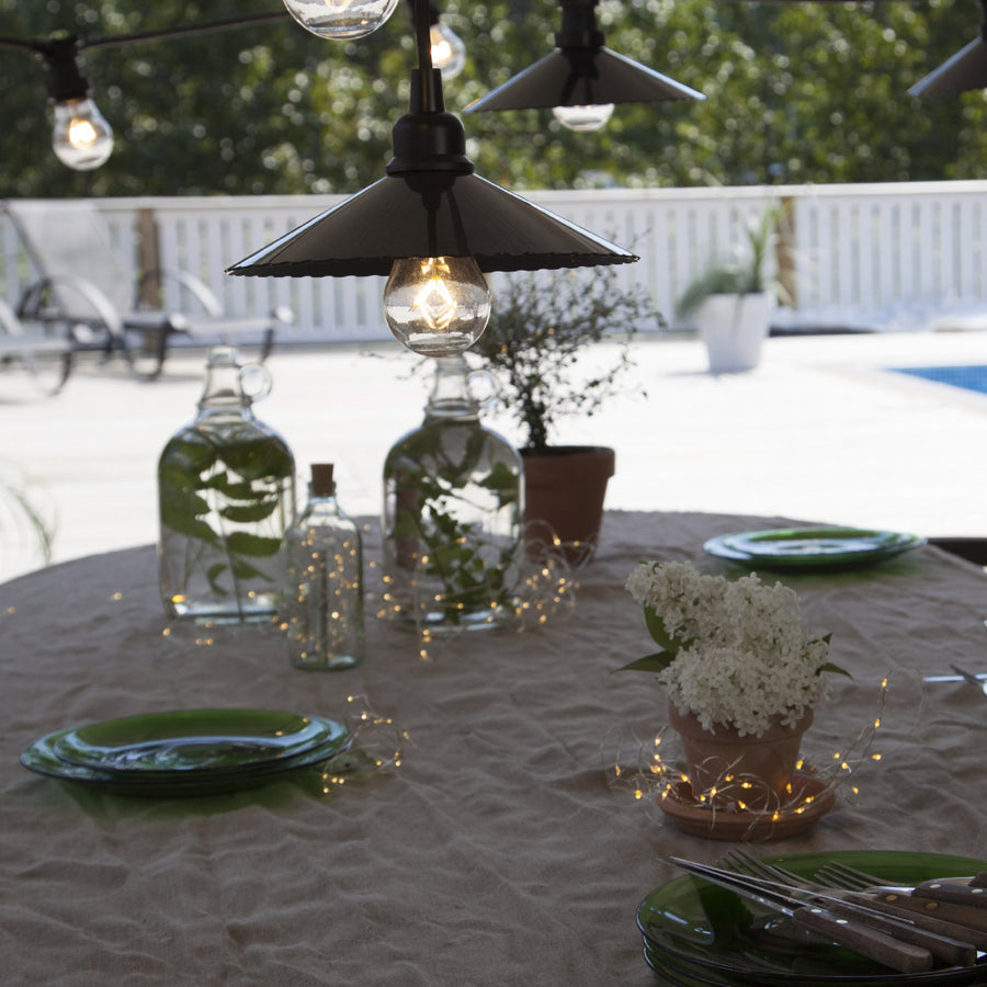 Meleg fehér fényű, 12 LED-es, 110 cm hosszú, rézhuzalos, elemmel működő fényfüzér