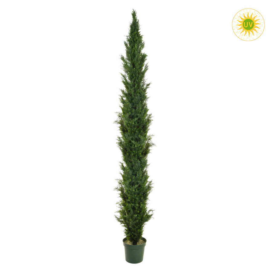 Élethű megjelenésű, UV-álló kialakítású, 300 cm magas, zöld színű cédrusfenyő műnövény