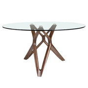 Kortárs stílusú, kőrisfából készült, dizájn étkezőasztal edzett üveglappal.