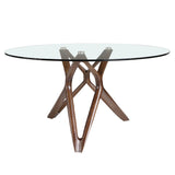 Kortárs stílusú, kőrisfából készült, dizájn étkezőasztal edzett üveglappal.