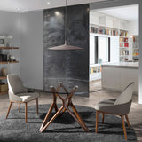 Kortárs stílusú, kőrisfából készült, dizájn étkezőasztal edzett üveglappal.