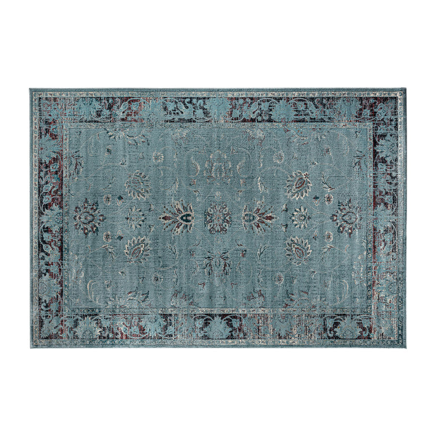 Suyay türkiz szőnyeg 230x160 cm – teljes felülnézet, virágmotívumos mintázat