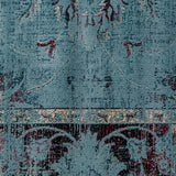 Virágmintás türkiz szőnyeg részlet – textúra és színátmenetek közelről