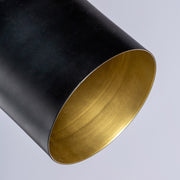 Kortárs stílusú, fekete és aranyszínű, 154 cm magas, fém állólámpa két foglalattal