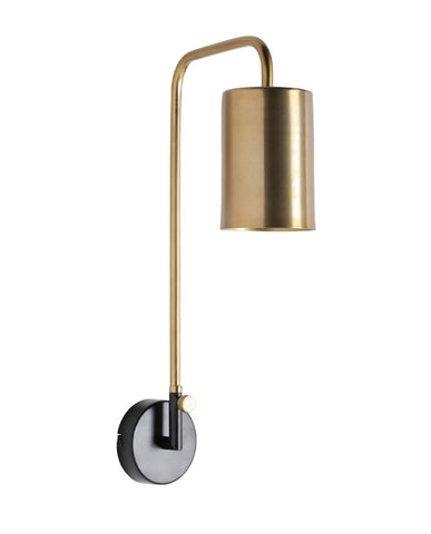 Kortárs stílusú, fekete és aranyszínű, fém falilámpa fémből készült lámpabúrával 