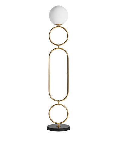 Art Deco stílusú, dizájn állólámpa fehér lámpabúrával.