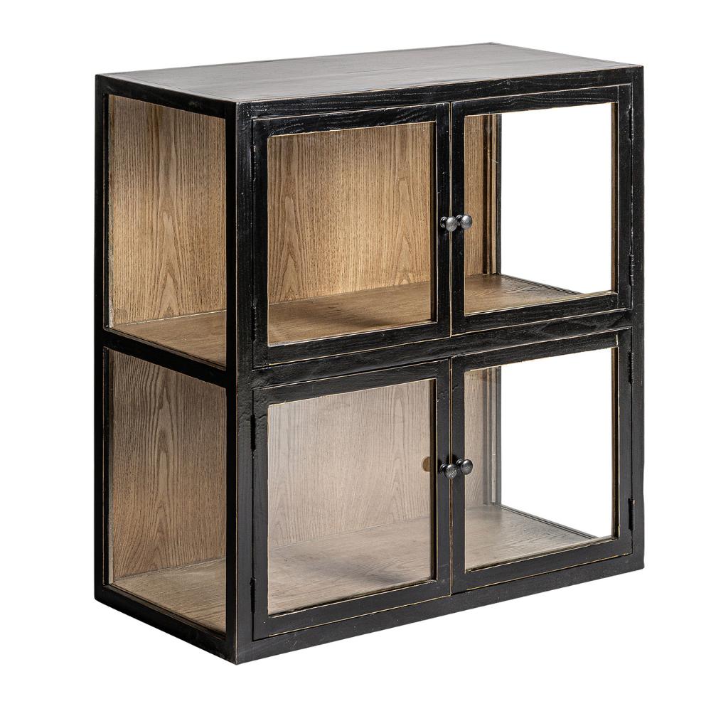 Szilfából készült vitrines szekrénymodul – perspektivikus nézet, Hemye kollekció