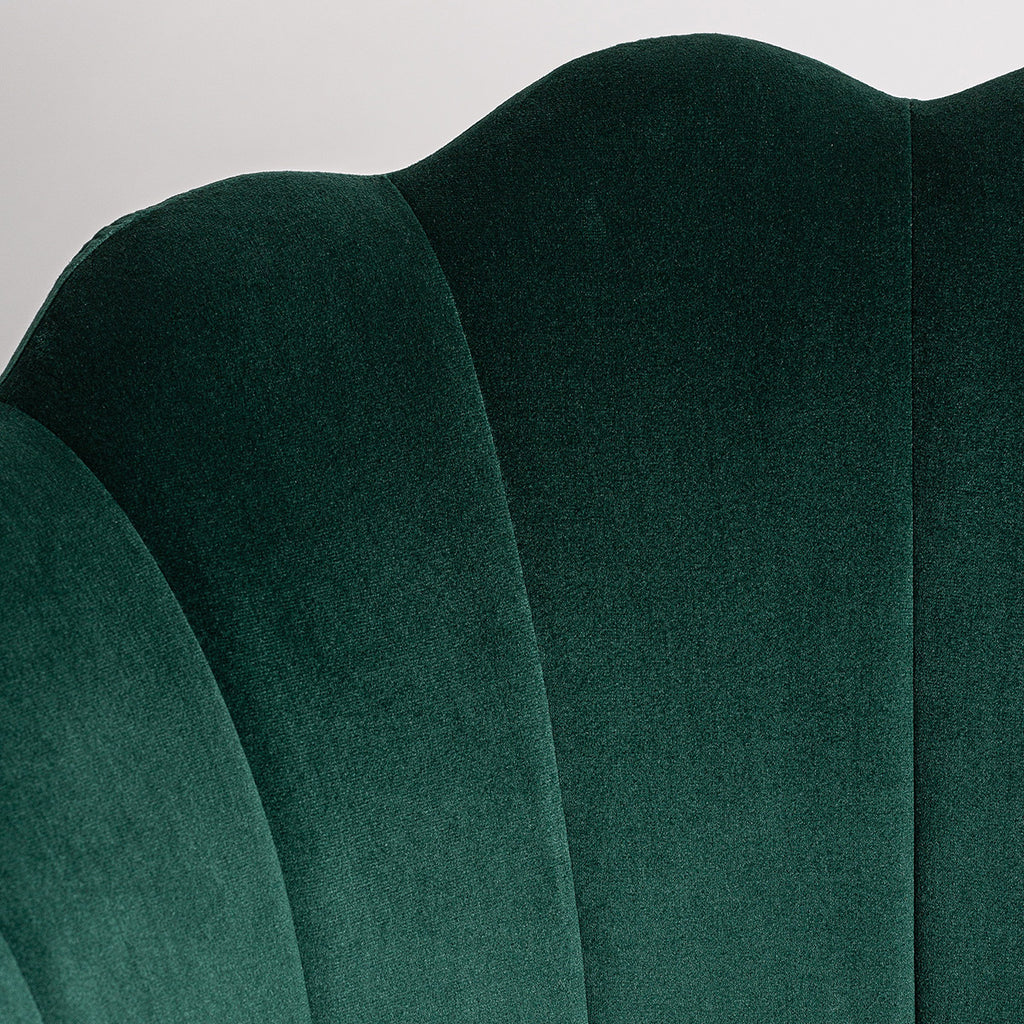 Art Deco stílusú, smaragdzöld színű bársonnyal kárpitozott klubszék