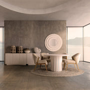 Provanszi stílusú, fehér színű, mangófából készült, kör alakú, design falitükör