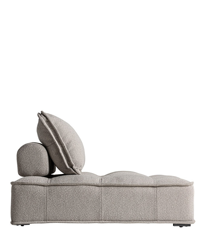 Kortárs stílus, 2 személyes, szürke színű poliészter kárpitozású moduláris dizájn kanapé.