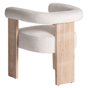 Kortárs stílusú, natúr színű, tölgyfa karosszék buklé hatású szövettel.