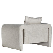 Kortárs stílusú, világosszürke színű poliészter szövettel kárpitozott dizájn fotel