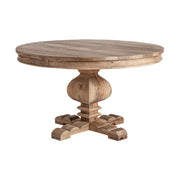 Nagyméretű, koloniál stílusú, mangófából készült, natúr színű, kör alakú étkezőasztal