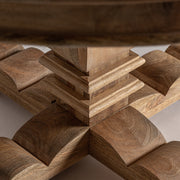 Nagyméretű, koloniál stílusú, mangófából készült, natúr színű, kör alakú étkezőasztal