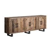 Kortárs stílusú, natúr színű, újrahasznosított fenyőfából készült tálaló.