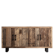 Kortárs stílusú, natúr színű, újrahasznosított fenyőfából készült tálaló.