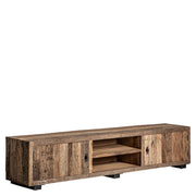 Kortárs stílusú, natúr színű, újrahasznosított fenyőfából készült TV-szekrény