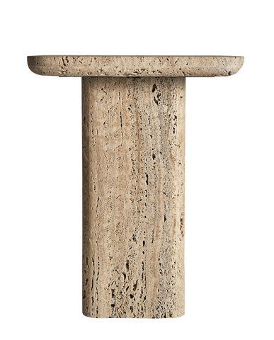 Kotárs stílusú, bézs színű márványból készült, 58 cm magas lerakóasztal
