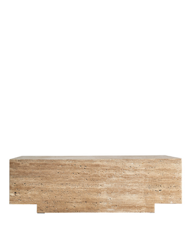 Kotárs stílusú, bézs színű márványból készült dohányzóasztal.