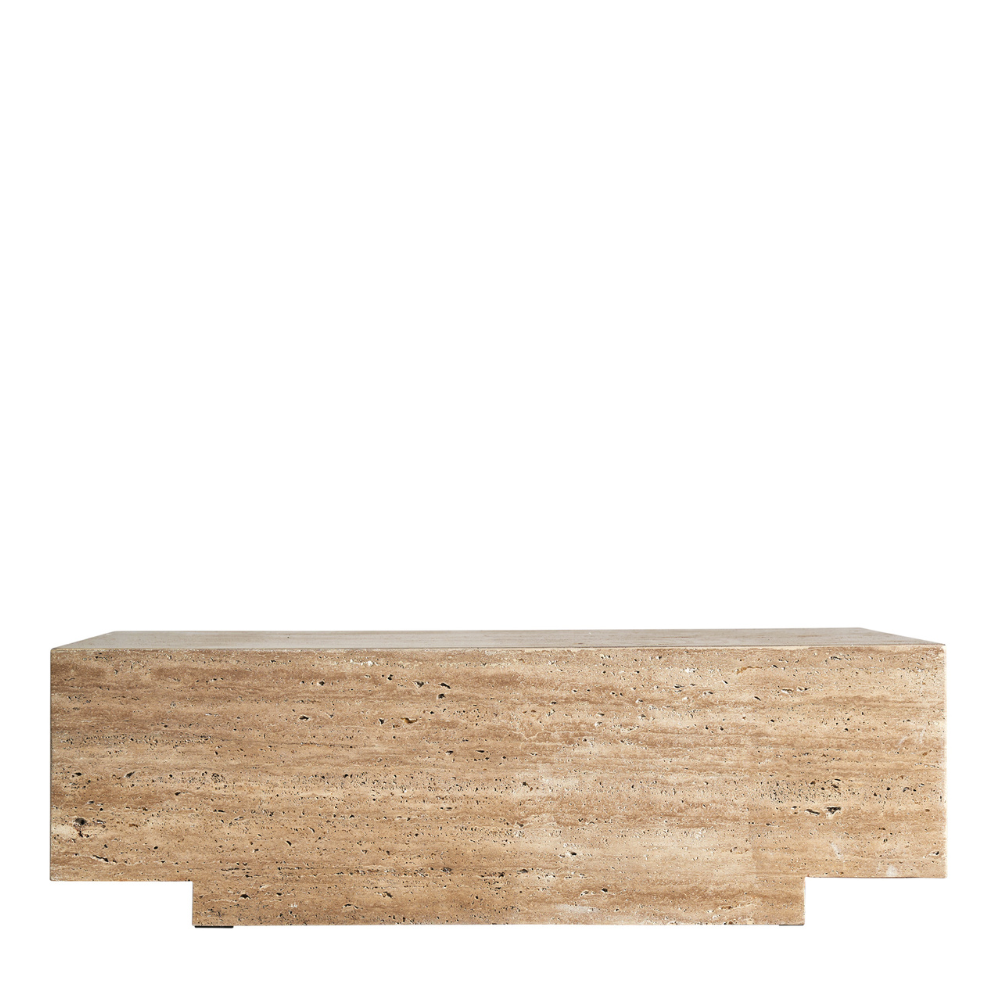 Kotárs stílusú, bézs színű márványból készült dohányzóasztal.