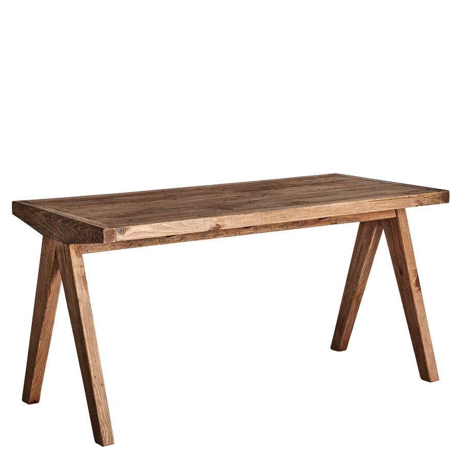 Kortárs stílusú, natúr színű, újrahasznosított fenyőfából készült íróasztal