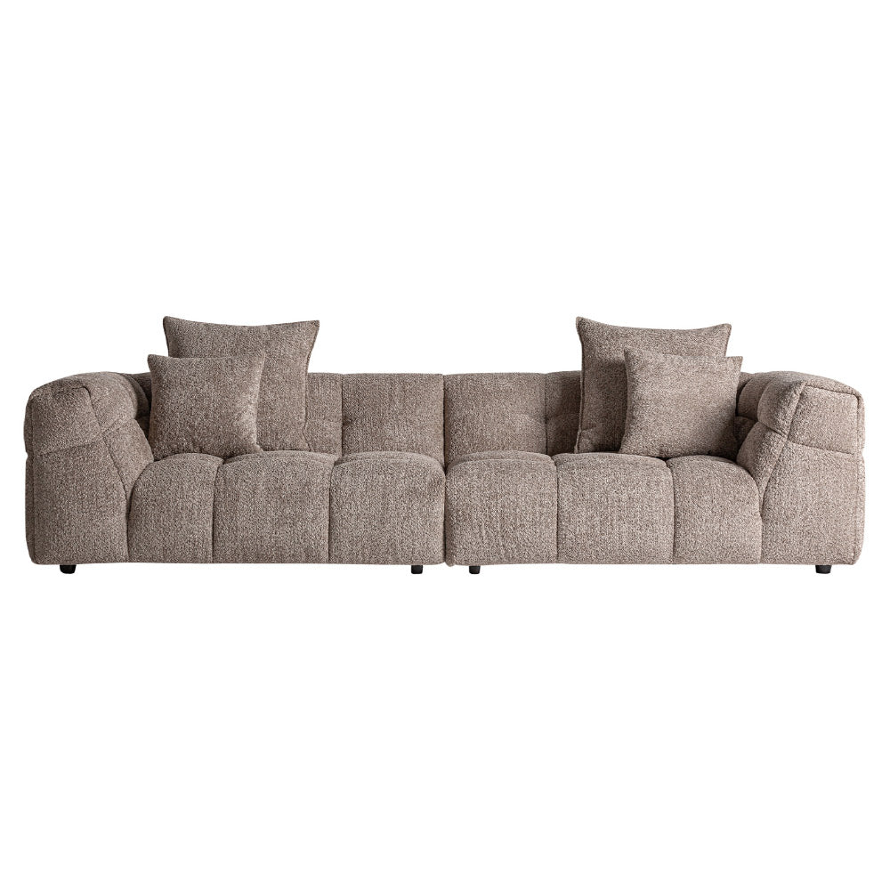 Barlin nagy méretű kanapé frontális nézet – szürkésbarna poliészter kárpittal