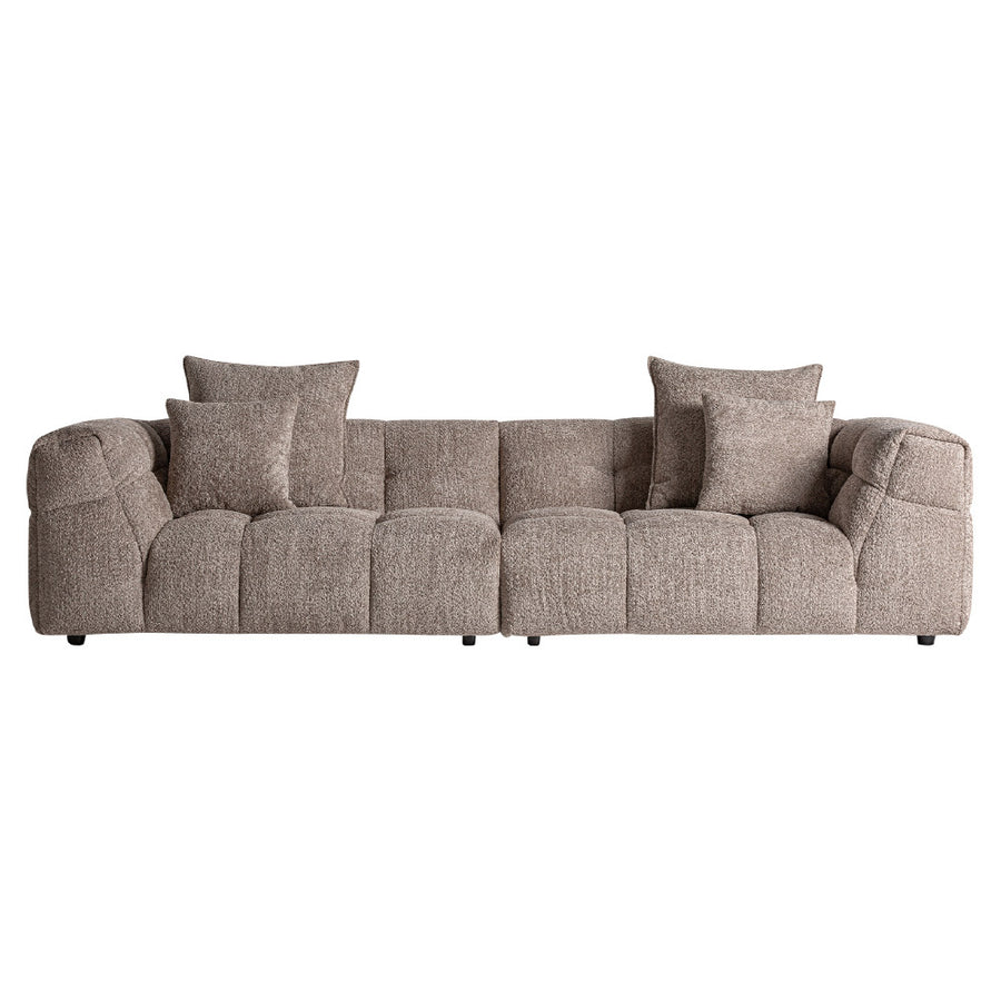 Barlin nagy méretű kanapé frontális nézet – szürkésbarna poliészter kárpittal