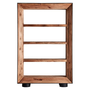 Kortárs stílusú, natúr színű, újrahasznosított fenyőfából készült könyvespolc.