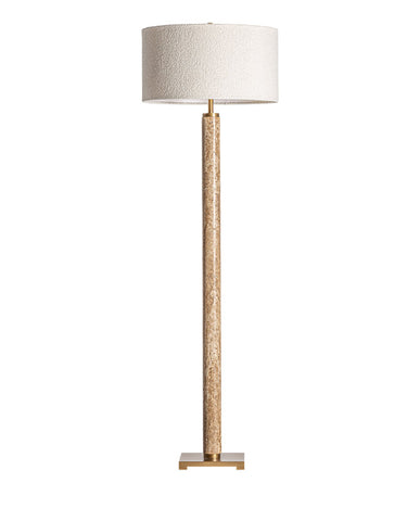 Art Deco stílusú, aranyszínű fémből és bézs színű márványból készült, állólámpa fehér színű lámpaernyővel