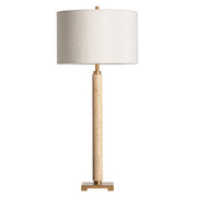 Art Deco stílusú, aranyszínű fémből és bézs márványból készült, asztali lámpa fehér lámpaernyővel