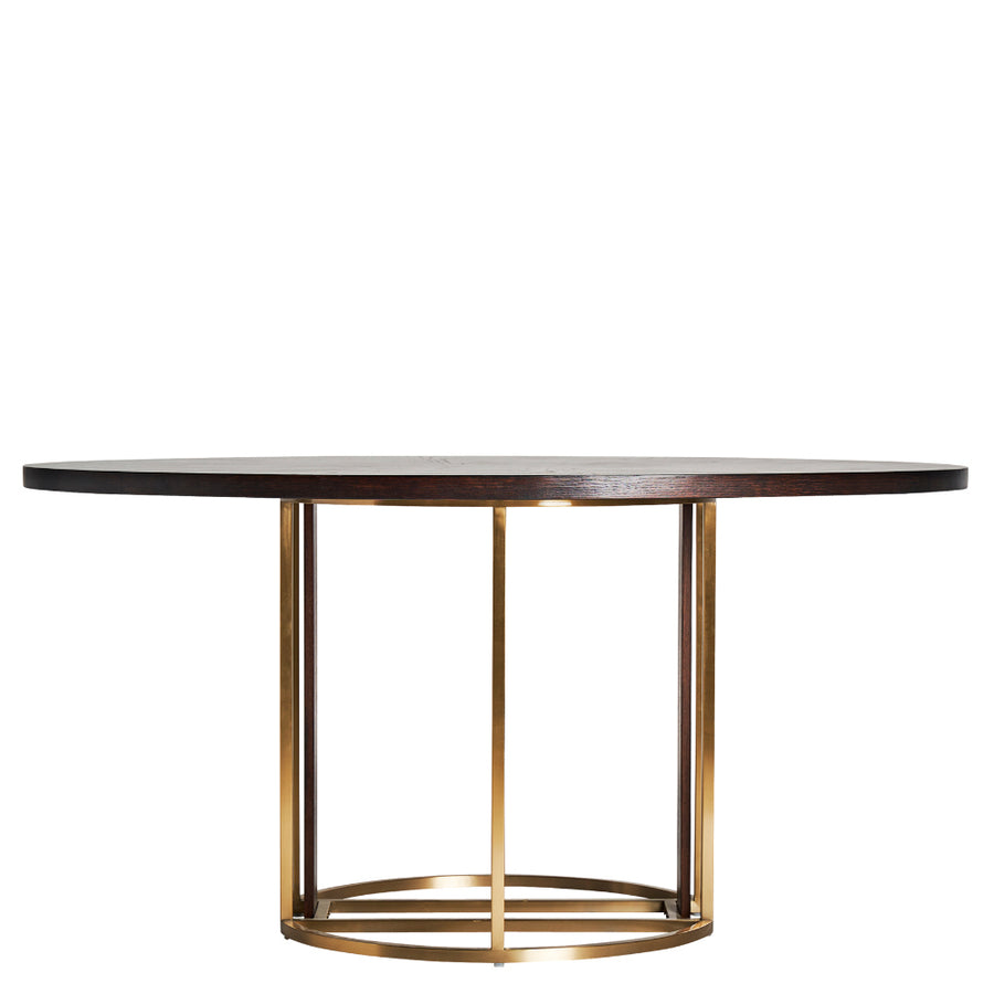 Art deco stílusú, aranyszínű, fémszerkezetes étkezőasztal fenyőfa fedlappal.