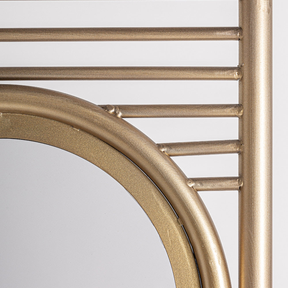 Galmour stílusú, aranyszínű acélból készült térelválasztó két darab ovális tükörrel