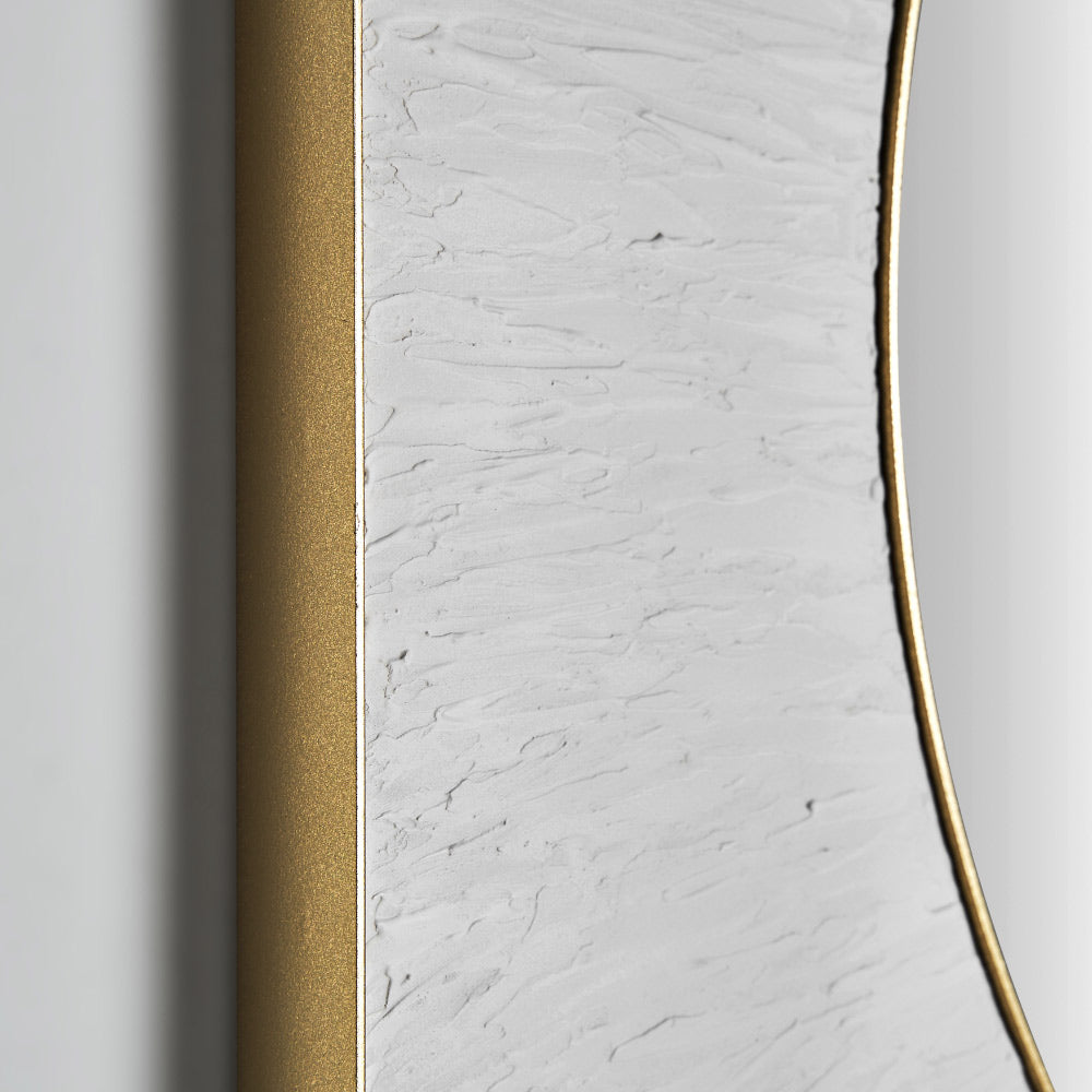 Galmour stílusú, fehér és aranyszínű, fémből és MDF-ből készült falitükör