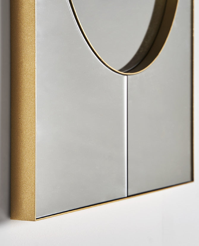 Galmour stílusú, aranyszínű, fémből és MDF-ből készült falitükör