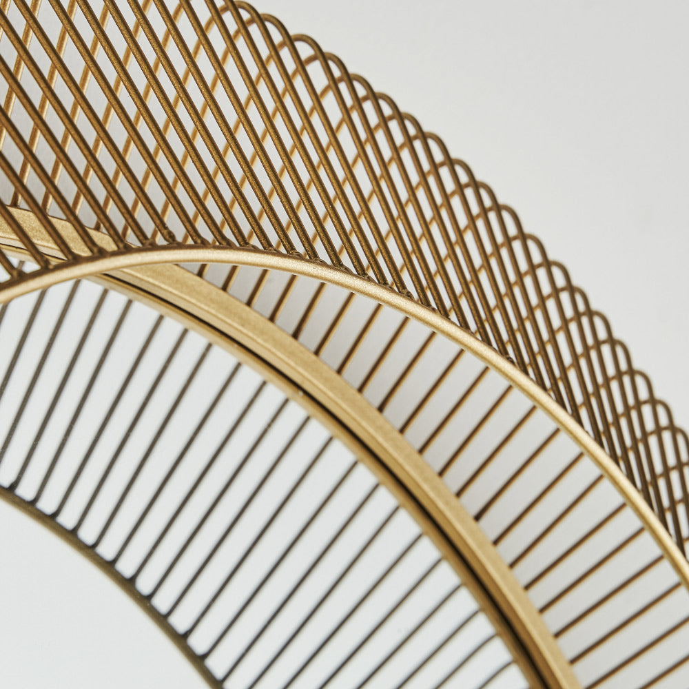 Art deco stílusú, aranyszínű, fémből készült, kör alakú, design falitükör