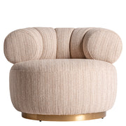 Kortárs stílusú, bézs színű, poliészter szövettel kárpitozott, dizájn fotel.