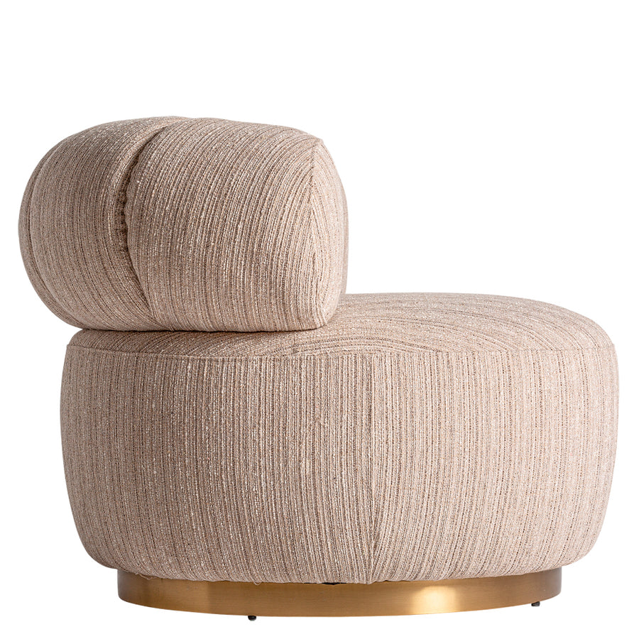 Kortárs stílusú, bézs színű, poliészter szövettel kárpitozott, dizájn fotel.