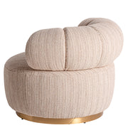 Kortárs stílusú, bézs színű, poliészter szövettel kárpitozott, dizájn fotel.