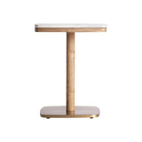 Alferce bisztróasztal fehér terrazzo lappal és aranyszínű acél talapzattal – teljes nézet