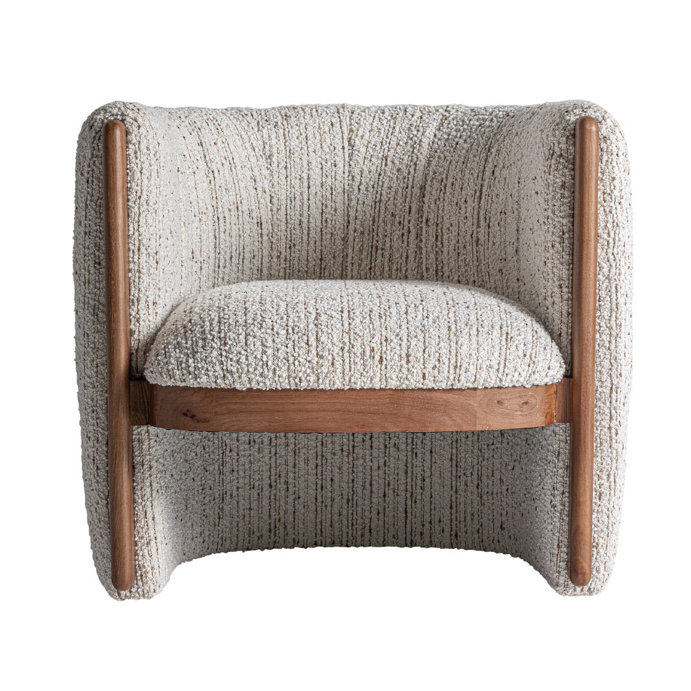 Erbach dizájn fotel frontális nézet – bordázott háttámla és bézs buklé ülőfelület