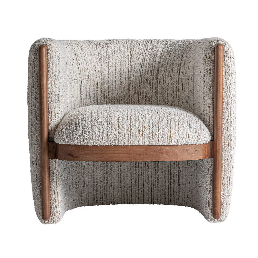 Erbach dizájn fotel frontális nézet – bordázott háttámla és bézs buklé ülőfelület