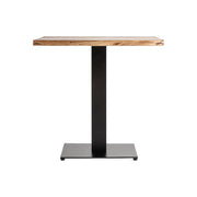 Natúr színű akáciafa bisztróasztal fekete fém lábbal – frontális nézet, Tinjat kollekció