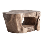 Suarfa törzsből készült dohányzóasztal – organikus forma, perspektivikus nézet