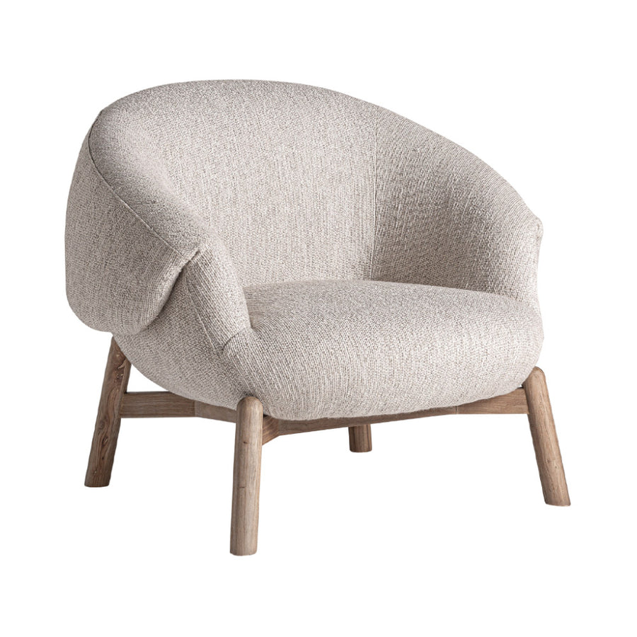 Jacquard fotel buklé kárpittal és nyírfa lábakkal – perspektivikus nézet