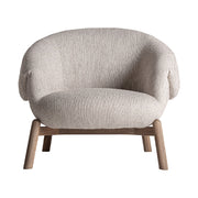 Jacquard bézs fotel frontális nézet – íves háttámla és texturált kárpit