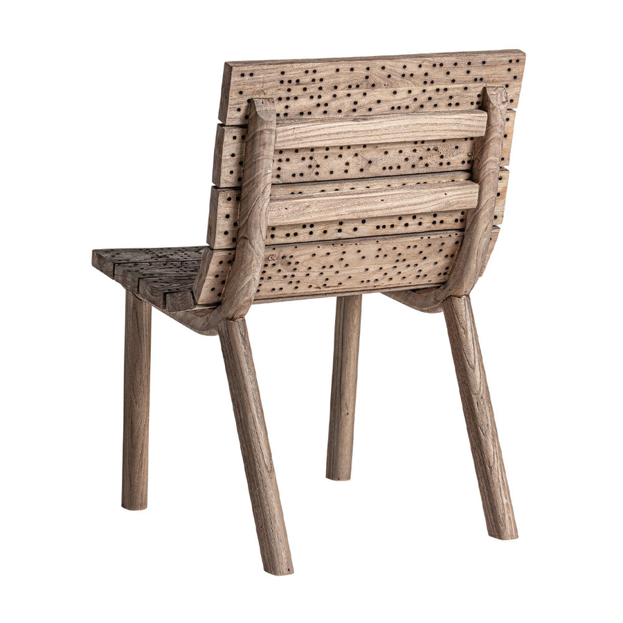 Jacquard szék hátulról – perforált háttámla és fa merevítők